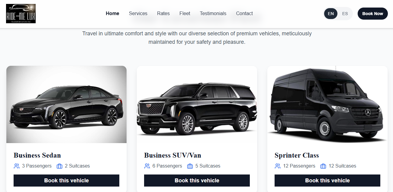 Captura de pantalla de Ride-Me Lux Transportation